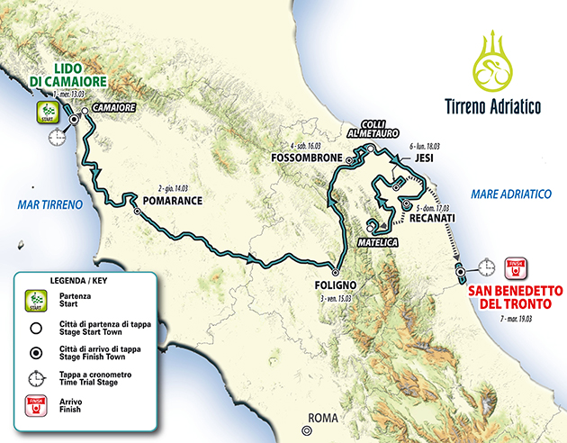 Tirreno Adriatico map